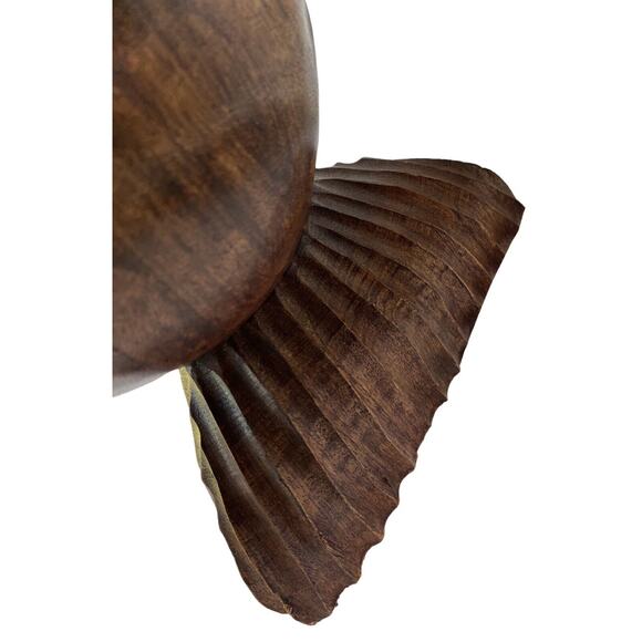 Vintage 90s Hand Carved 16" Wooden Dolphin Sculpture Rustic Decor Figurine - Picture 8 of 12